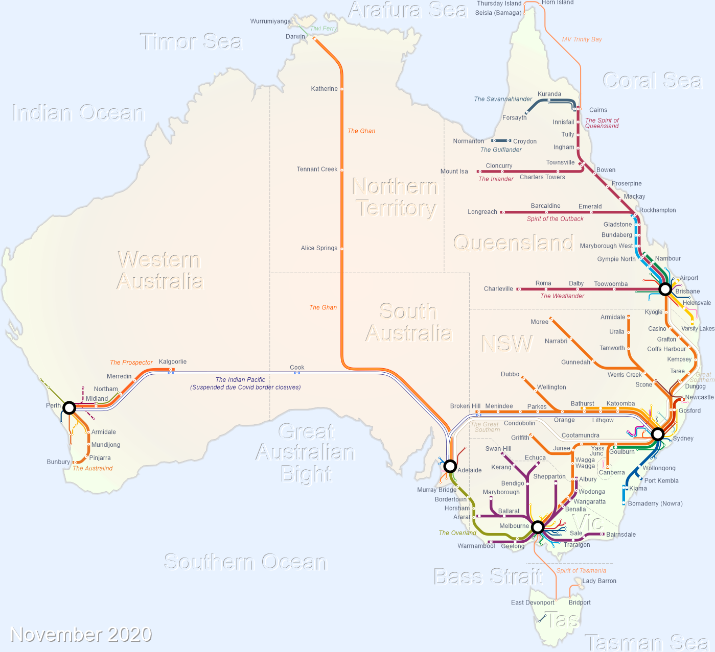Colourful map of Australia showing all states and